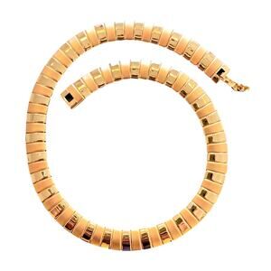 Gold Choker Necklace Vintage 90s Y2K Elegant Boss Lady Brushed & Glossy Lilnks